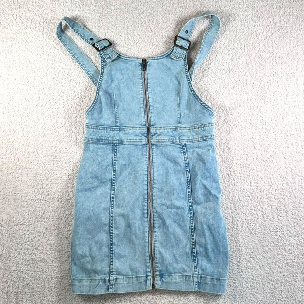 Free People Overall Mini Dress Full Zip Light Wash Denim Light Wash Size 6 Party